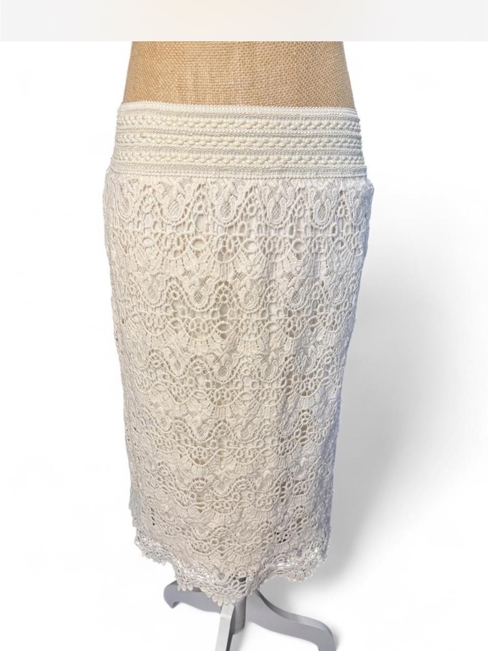 Women's Cream Lace midi Skirt